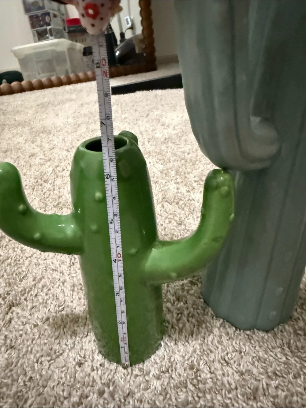 Decorative Ceramic Cactus Vases and Diffuser- Green & Light Teal